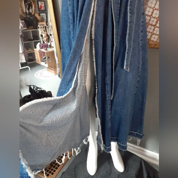 Zara Denim Long Sleeve Belted Coat/Wrap Dress - Picture 16 of 16